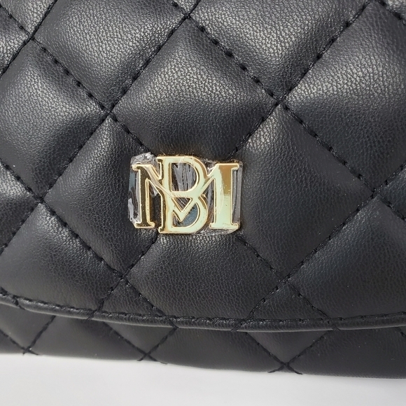 BADGLEY MISCHKA BLACK QUILTED TOP HANDLE PURSE NWOT BLACK WALLET FAUX LEATHER - Picture 16 of 16